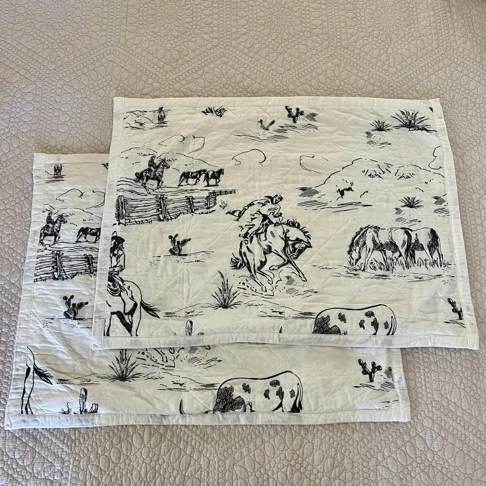 Paseo Road Ranch Life Western Toile Sham Set 2 Standard 20x26 Cowboy Reversible